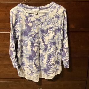 Tommy Bahama Purple and White Floral Long Sleeve Top